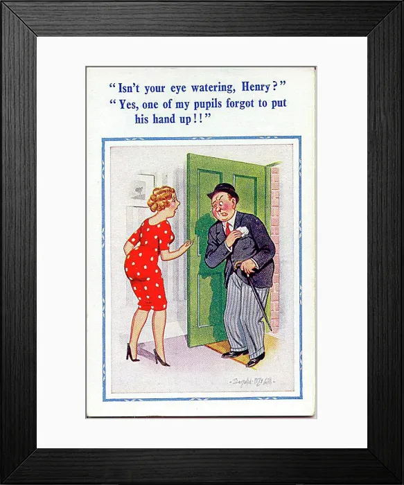 : Comic postcard, Man comes home with watering eye : Comic postcard, Man comes home with watering eye