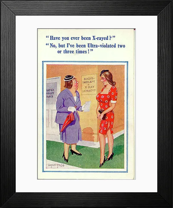 : Comic postcard, Two women in hospital corridor : Comic postcard, Two women in hospital corridor