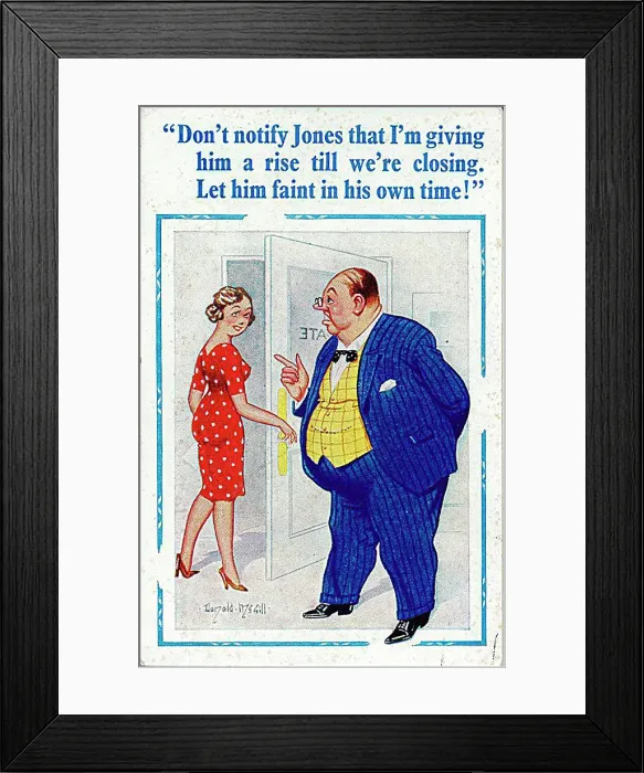 : Comic postcard, Boss instructs secretary Date: 20th century : Comic postcard, Boss instructs secretary Date: 20th century