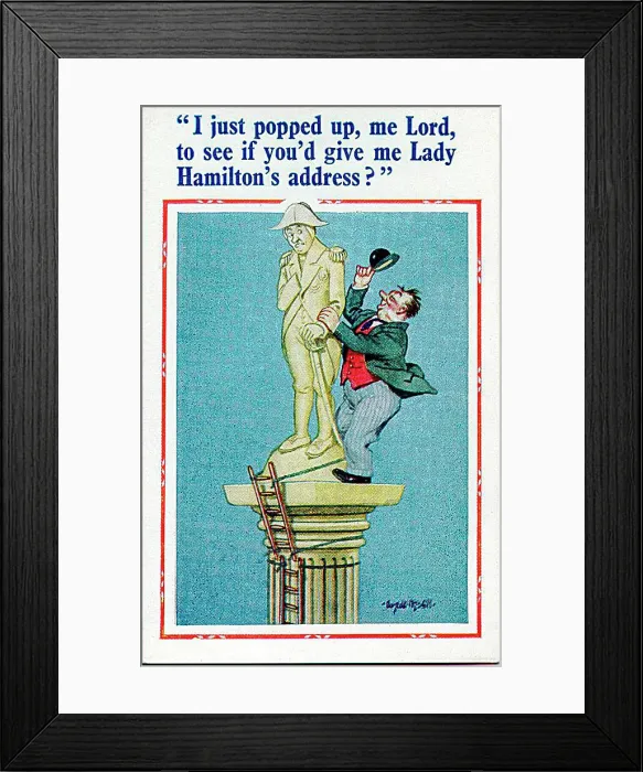 : Comic postcard, Drunkard speaks to Lord Nelson statue Date: 20th century : Comic postcard, Drunkard speaks to Lord Nelson statue Date: 20th century