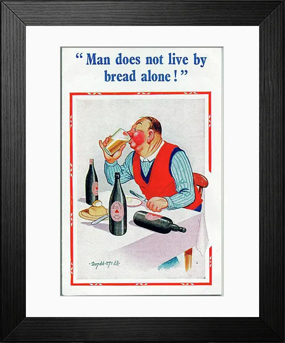 : Comic postcard, Man drinking beer Date: 20th century : Comic postcard, Man drinking beer Date: 20th century