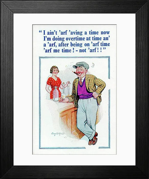 : Comic postcard, Man enjoying himself in the pub Date: 20th century : Comic postcard, Man enjoying himself in the pub Date: 20th century