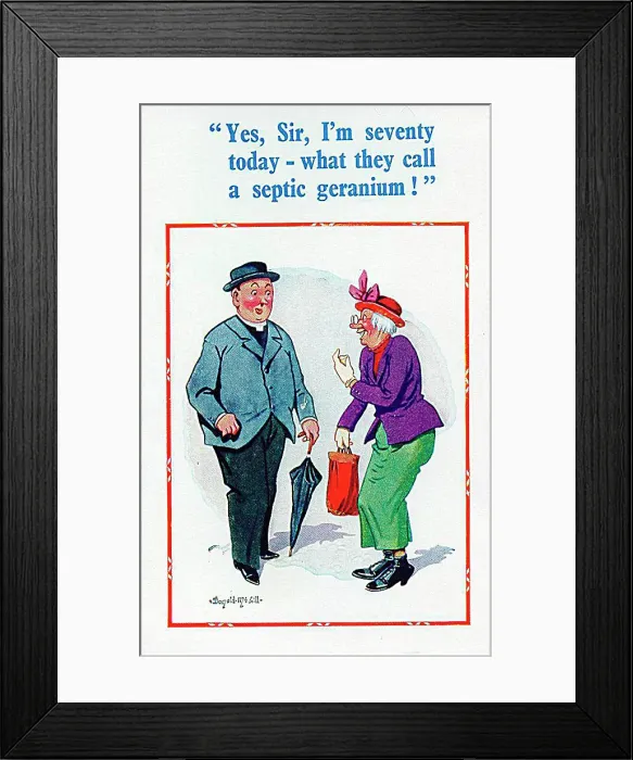 : Comic postcard, Vicar and woman chat in the street Date: 20th century : Comic postcard, Vicar and woman chat in the street Date: 20th century
