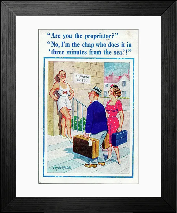 : Comic postcard, Athlete at Seaview Hotel Date: 20th century : Comic postcard, Athlete at Seaview Hotel Date: 20th century