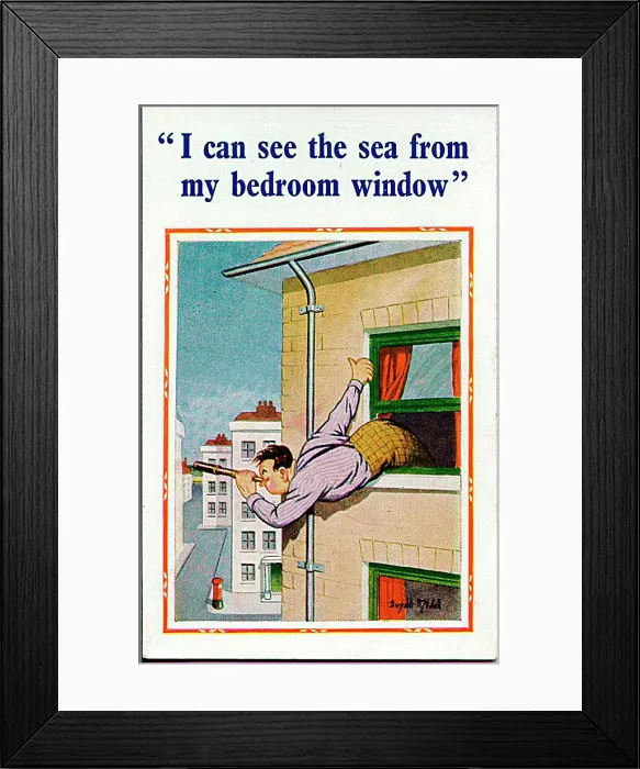 : Comic postcard, Man staying at the seaside Date: 20th century : Comic postcard, Man staying at the seaside Date: 20th century
