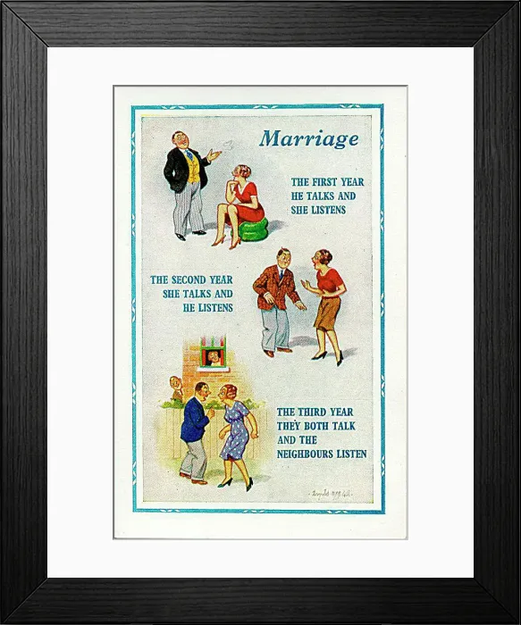 : Comic postcard, Three stages of marriage Date: 20th century : Comic postcard, Three stages of marriage Date: 20th century