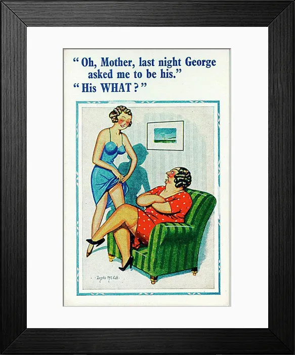 : Comic postcard, Daughter describes her date : Comic postcard, Daughter describes her date