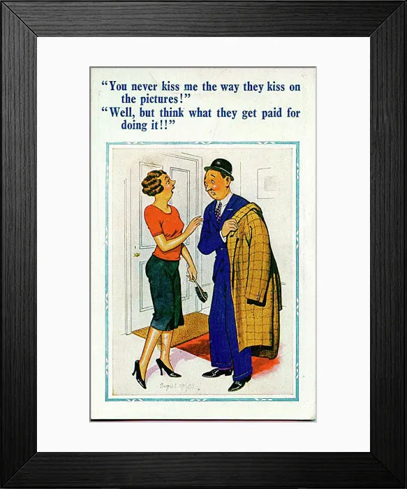 : Comic postcard, Husband going out to work Date: 20th century : Comic postcard, Husband going out to work Date: 20th century
