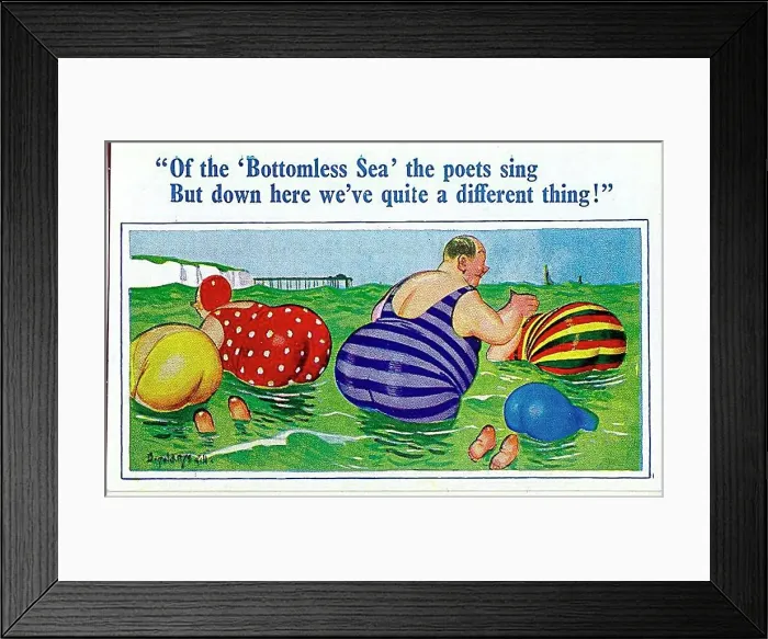 : Comic postcard, Plump holidaymakers in the sea Date: 20th century : Comic postcard, Plump holidaymakers in the sea Date: 20th century