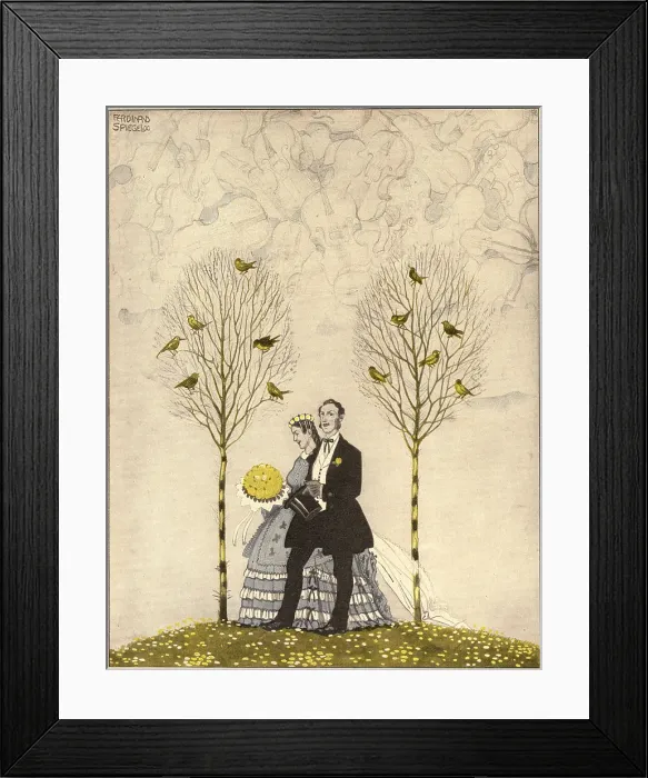 Framed Print : The skies are alive with the sound of music for the newly wed pair Date: 1910 Framed Print : The skies are alive with the sound of music for the newly wed pair Date: 1910