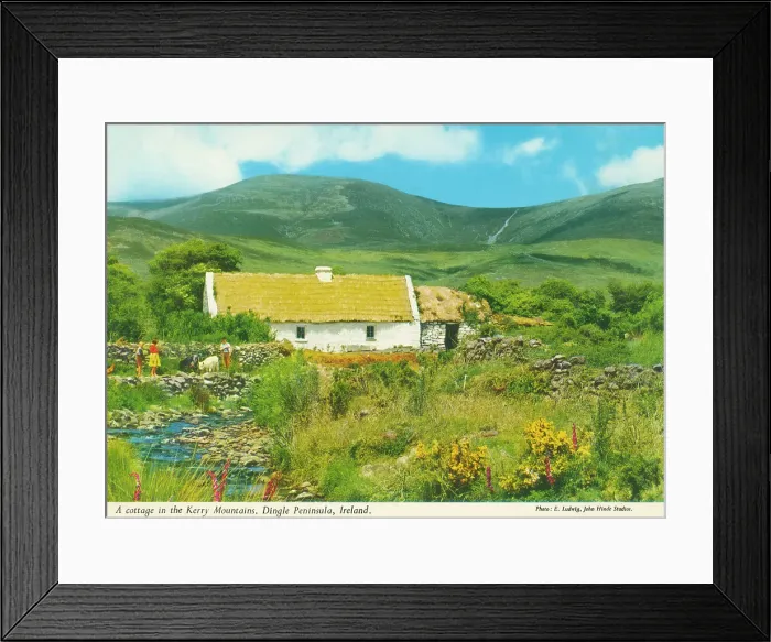 Framed Print : Old Cottage in the Kerry Mountains, Dingle Peninsula, Ireland. Date: circa late 1960s Framed Print : Old Cottage in the Kerry Mountains, Dingle Peninsula, Ireland. Date: circa late 1960s