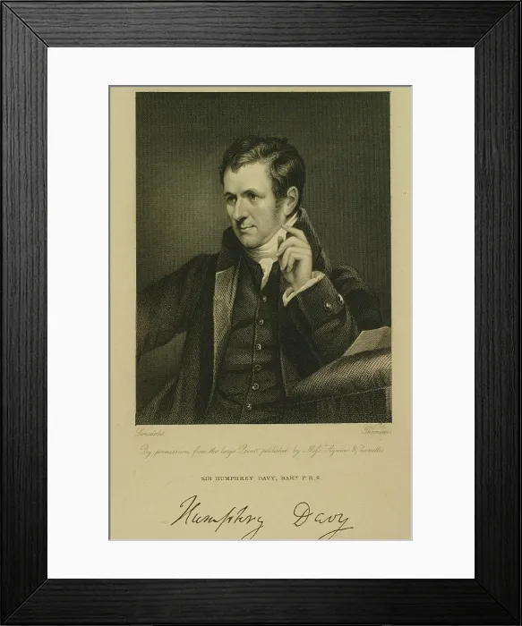 Framed Print : Portrait of Sir Humphrey Davy, Bart. (1778-1829) Framed Print : Portrait of Sir Humphrey Davy, Bart. (1778-1829)