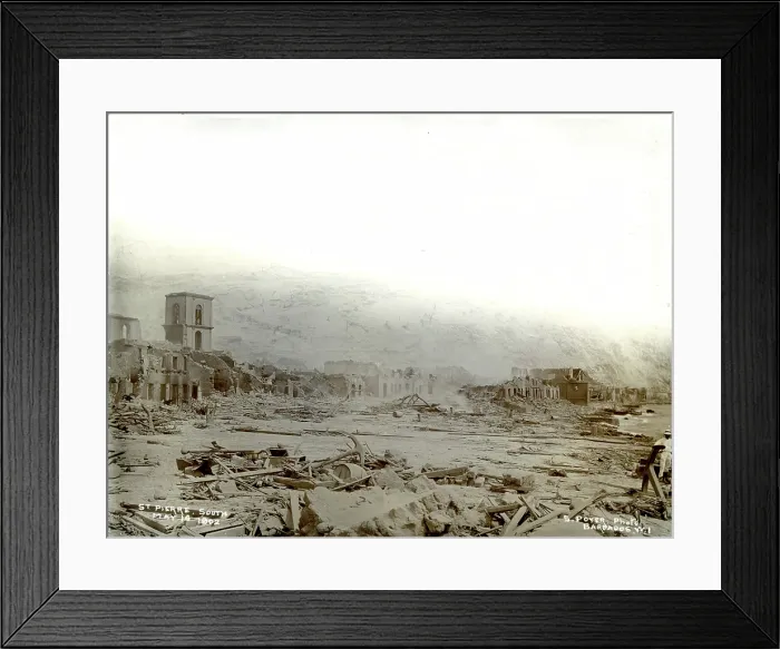 Framed Print : St Pierre, after the eruption of Mount Pelee Framed Print : St Pierre, after the eruption of Mount Pelee