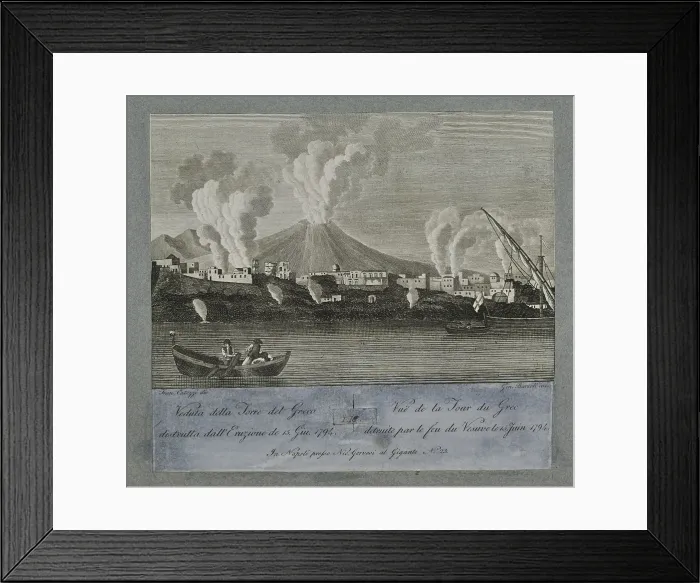 Framed Print : View of Torre del Greco destroyed by eruption of June 1794 Framed Print : View of Torre del Greco destroyed by eruption of June 1794