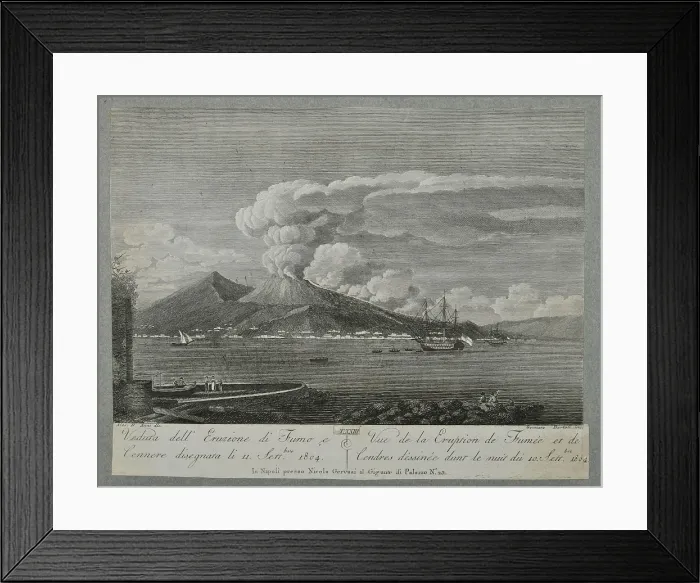 Framed Print : View of the eruption of smoke and ash - September 1804 Framed Print : View of the eruption of smoke and ash - September 1804