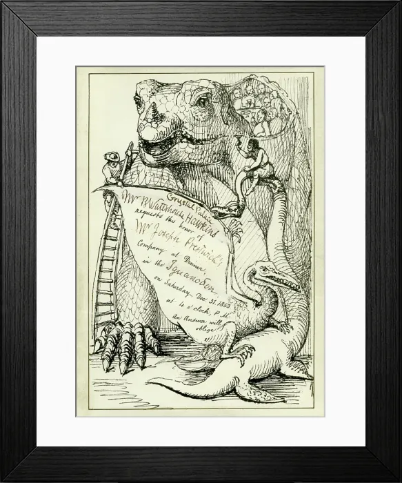 Framed Print : Invitation to the Dinner in the Iguanodon, Crystal Palace Framed Print : Invitation to the Dinner in the Iguanodon, Crystal Palace