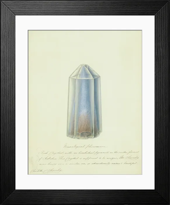 Framed Print : Quartz crystal with asbestos inclusion Framed Print : Quartz crystal with asbestos inclusion