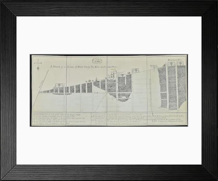 Framed Print : A sketch of a section of Wheal Unity Tin Mine in Devonshire Framed Print : A sketch of a section of Wheal Unity Tin Mine in Devonshire