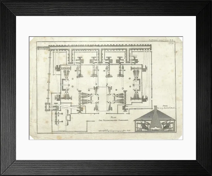Framed Print : Plan of the Pyschminskischen Steel Factory Framed Print : Plan of the Pyschminskischen Steel Factory