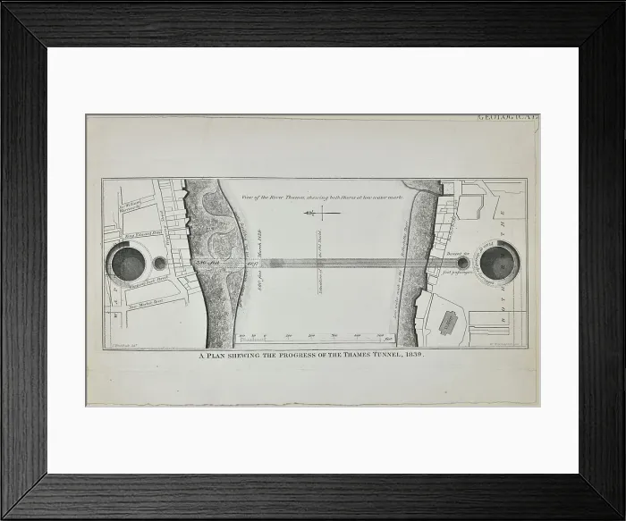 Framed Print : Plan shewing the progress of the Thames Tunnel, 1839 Framed Print : Plan shewing the progress of the Thames Tunnel, 1839
