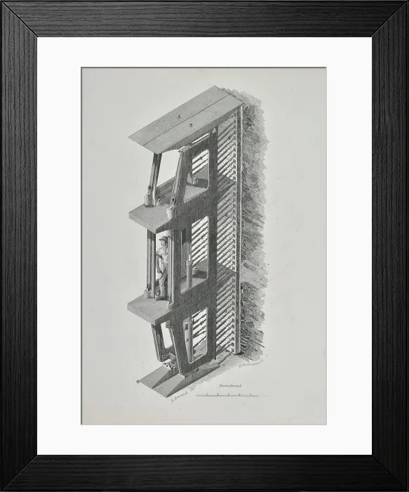 Framed Print : Isometrical view of Marc Brunel's patent shield