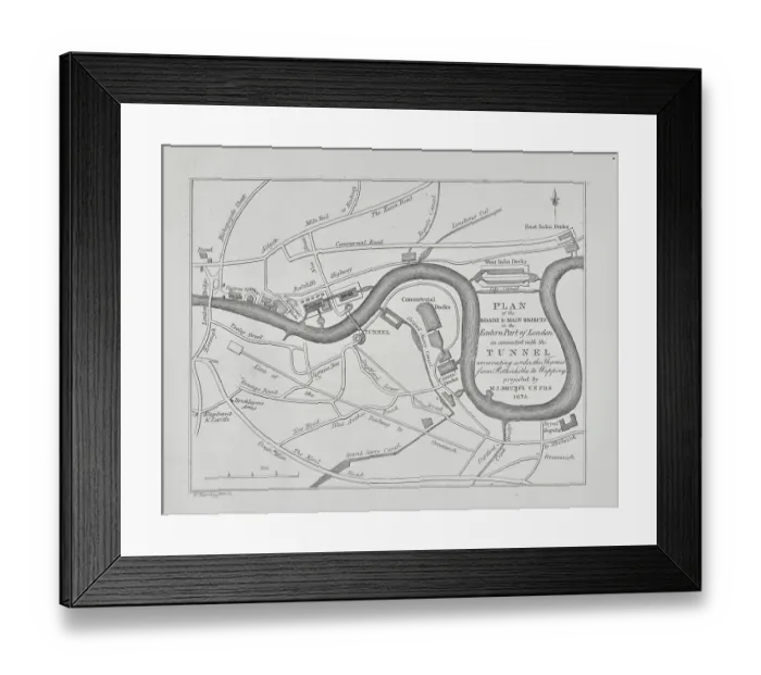 Framed Print : Roads and main objects on the Eastern Part of London Framed Print : Roads and main objects on the Eastern Part of London