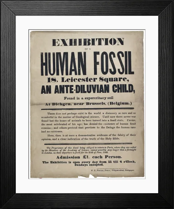 Framed Print : Advertisement for a Human Fossil Framed Print : Advertisement for a Human Fossil