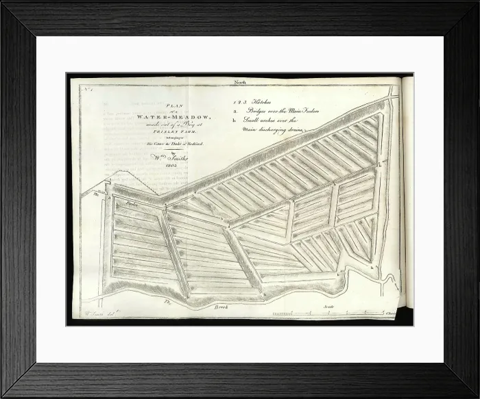 Framed Print : Plan of a Water-Meadow made out of a Bog Framed Print : Plan of a Water-Meadow made out of a Bog