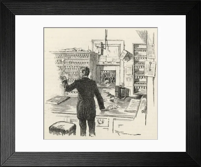 Framed Print : Booking clerk inside a ticket office Framed Print : Booking clerk inside a ticket office