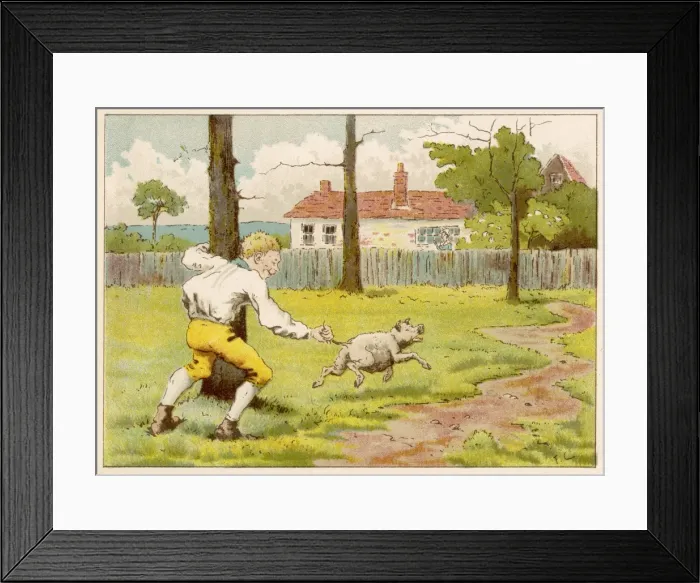 Framed Print : Tom the Pipers Son grabs pig by tail Framed Print : Tom the Pipers Son grabs pig by tail