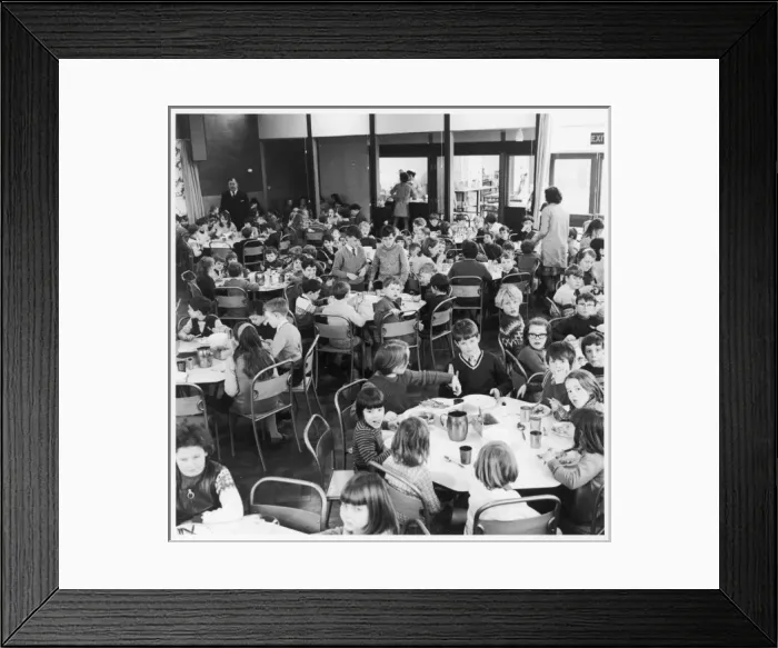 Framed Print : School dinner, primary school in Wales Framed Print : School dinner, primary school in Wales