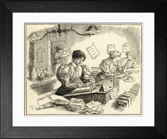Framed Print : Female Clerk in china factory Framed Print : Female Clerk in china factory