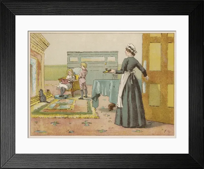 Framed Print : Maid tells children its bedtime Framed Print : Maid tells children its bedtime
