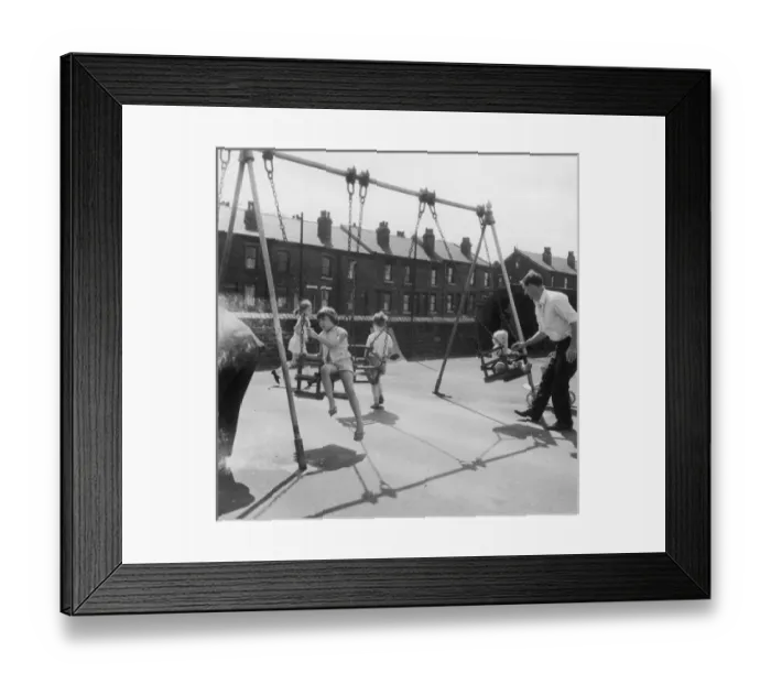 Framed Print : Children on swings, Sheffield Framed Print : Children on swings, Sheffield
