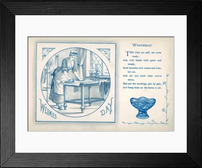 Framed Print : Housemaid ironing clothes (Wednesday) Framed Print : Housemaid ironing clothes (Wednesday)