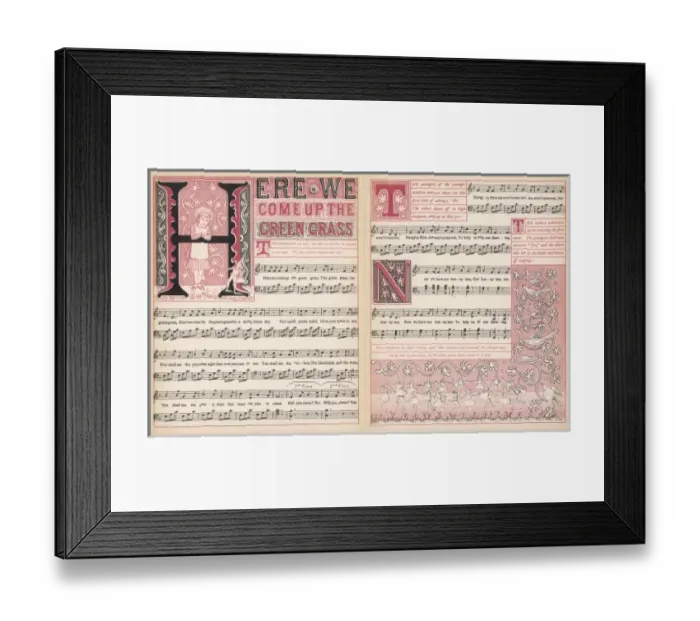 Framed Print : Here we come up the green grass, words and music Framed Print : Here we come up the green grass, words and music