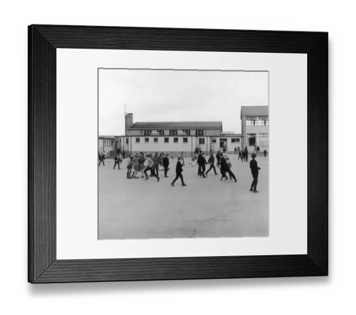 Framed Print : Pupils in secondary school playground, Wales Framed Print : Pupils in secondary school playground, Wales