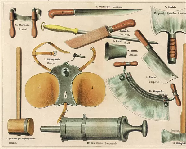 Various butchery tools