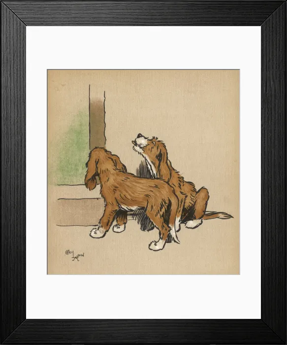 Framed Print : Twin puppies explore Framed Print : Twin puppies explore