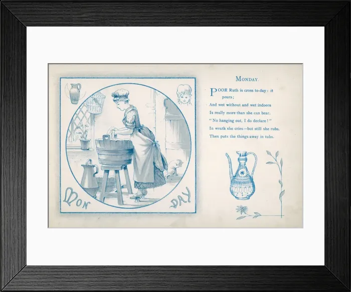 Framed Print : Housemaid does the laundry (Monday) Framed Print : Housemaid does the laundry (Monday)