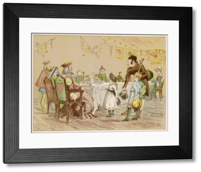 Framed Print : Nursery rhyme heroes at a table Framed Print : Nursery rhyme heroes at a table