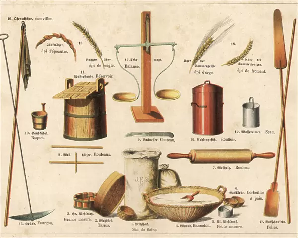 Range of bakery tools and ingredients