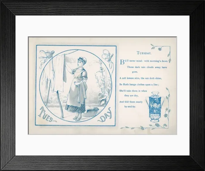 Framed Print : Housemaid hangs the washing out (Tuesday) Framed Print : Housemaid hangs the washing out (Tuesday)