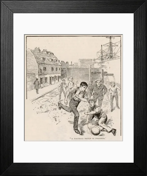 Framed Print : Children playing football 1904 Framed Print : Children playing football 1904
