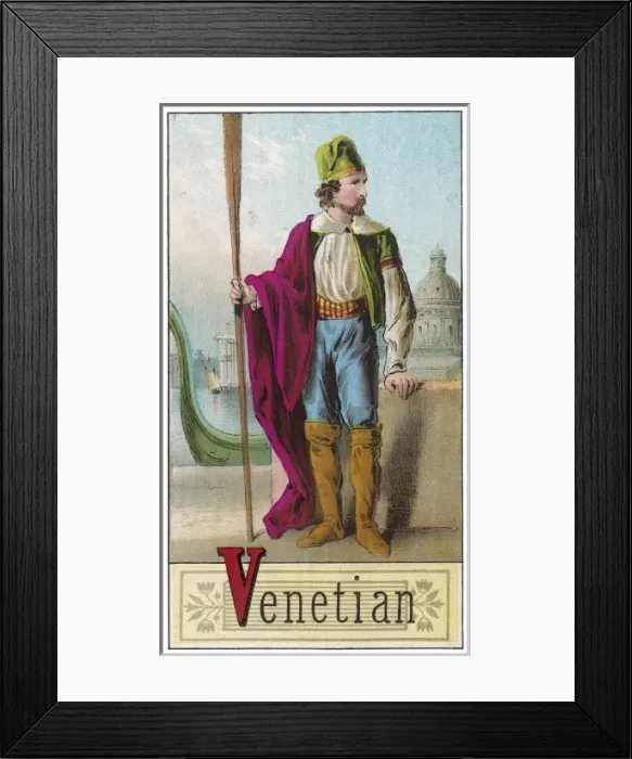Framed Print : Venetian man with gondola Framed Print : Venetian man with gondola
