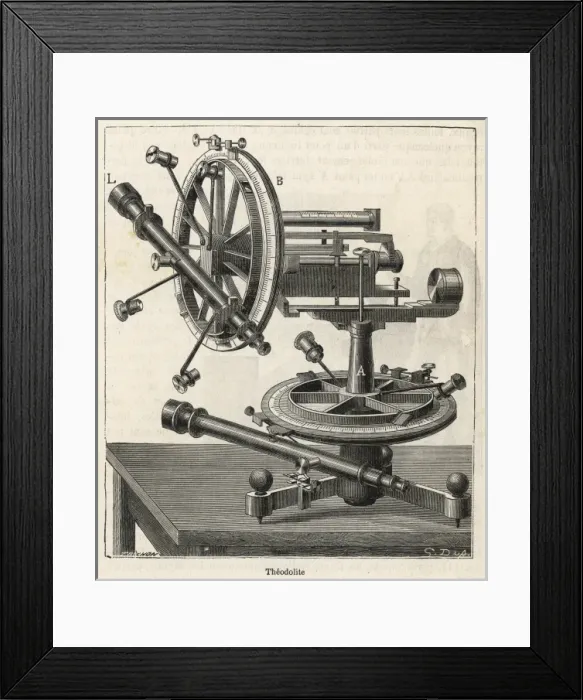 Framed Print : A theodolite, used for surveying Framed Print : A theodolite, used for surveying