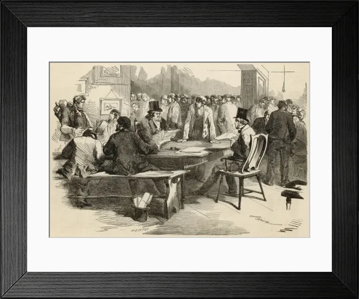 Framed Print : Striking masons meeting in a London pub Framed Print : Striking masons meeting in a London pub
