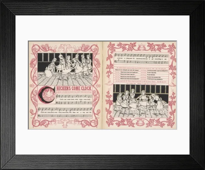Framed Print : Chickens Come Clock, words and music Framed Print : Chickens Come Clock, words and music