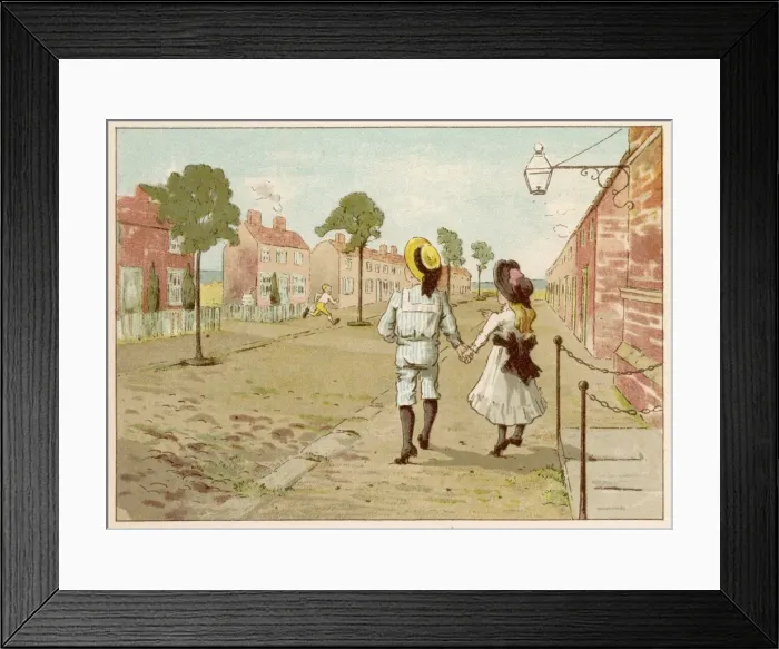 Framed Print : Margery and Freddy see Tom the Pipers Son running Framed Print : Margery and Freddy see Tom the Pipers Son running