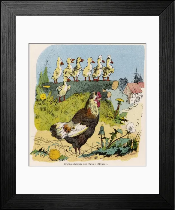 Framed Print : Hen and Chicks 1902 Framed Print : Hen and Chicks 1902